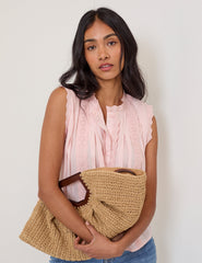 Light Pink Broderie Anglaise Trim Blouse