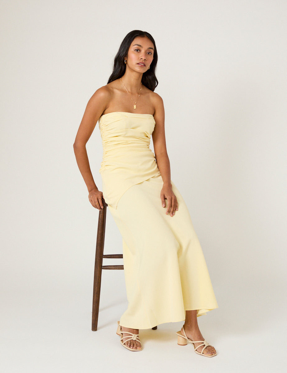 Butter Yellow Bandeau Kiva Maxi Dress