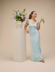 Blue Floral Chiffon Logan Maxi Dress