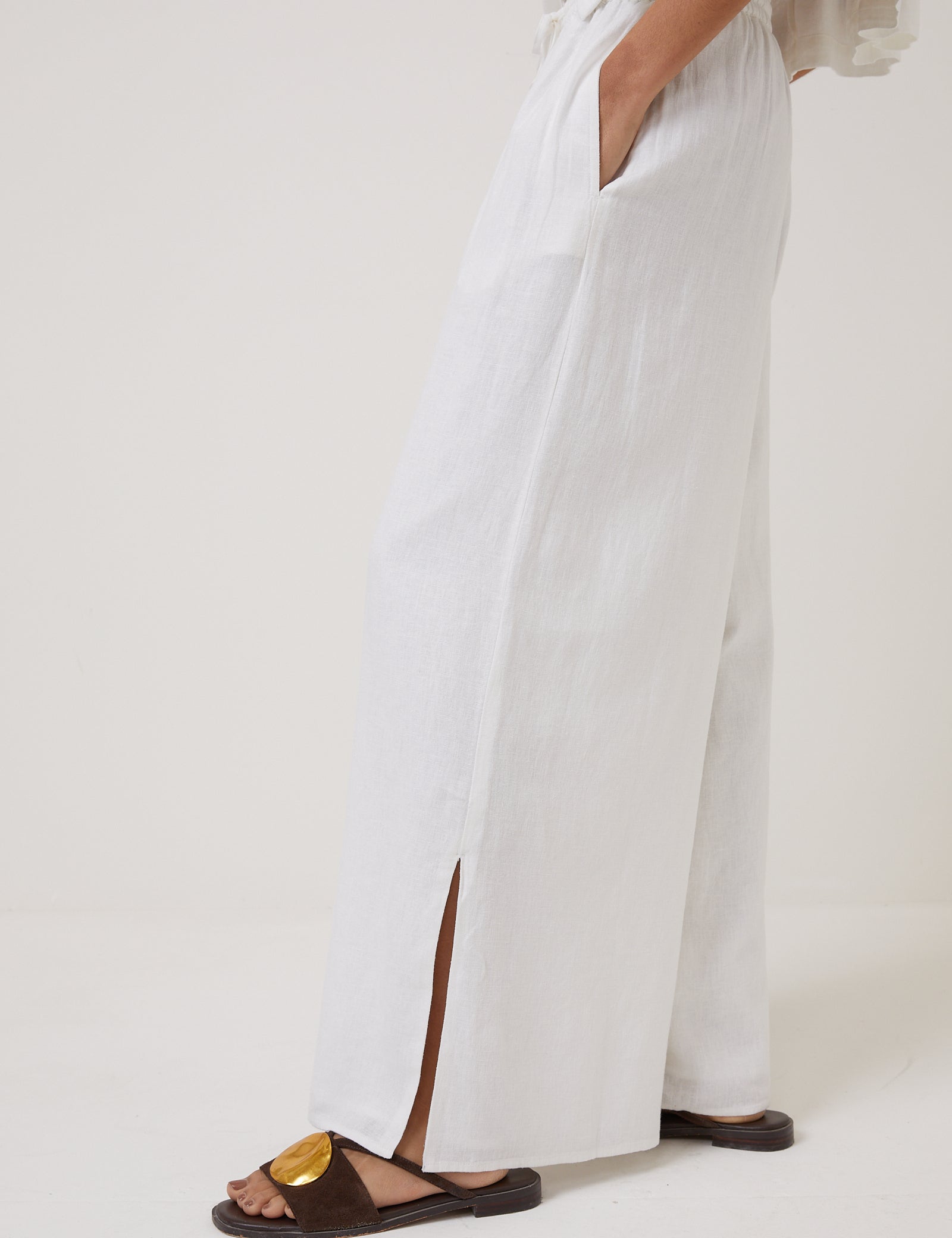 White Side Split Elstow Trousers