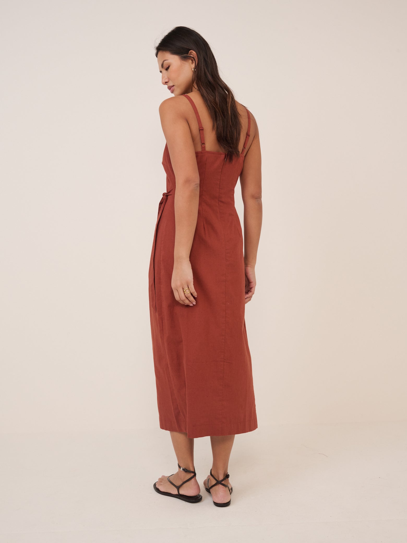 Rust Red Kourtney Midi Dress