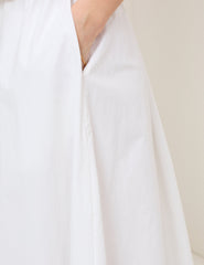 White Poplin Midi Skirt