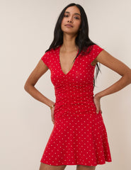 Red Polka Dot Harley Jersey Mini Dress