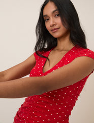 Red Polka Dot Harley Jersey Mini Dress
