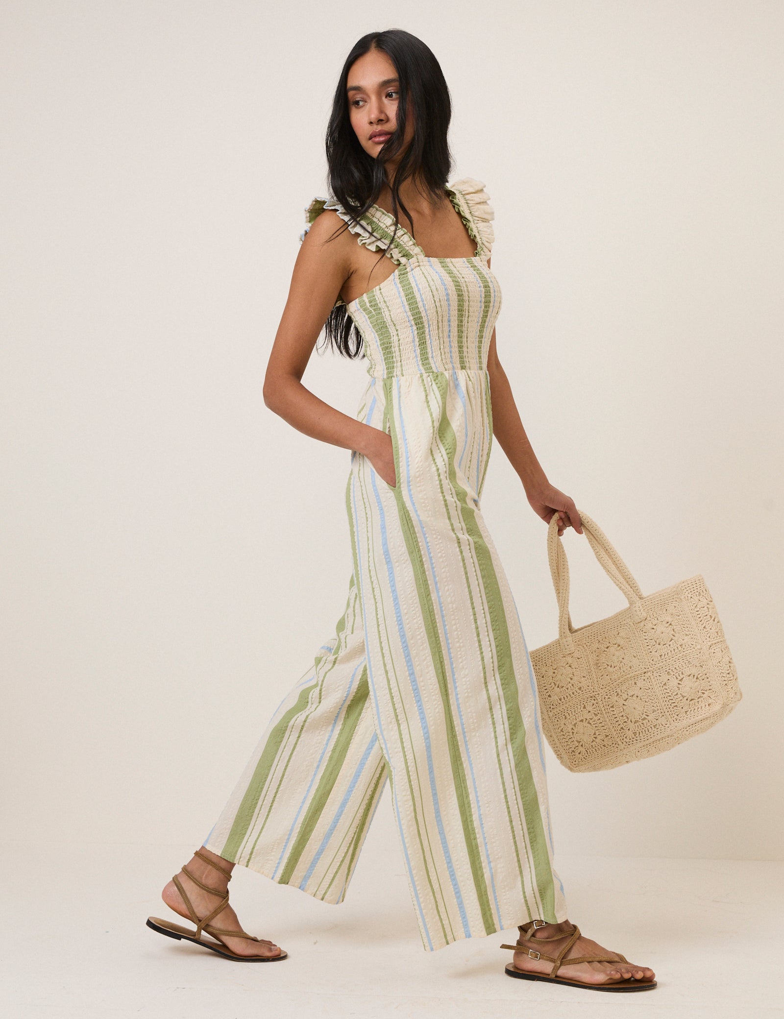 Green & Blue Striped Maya Jumpsuit