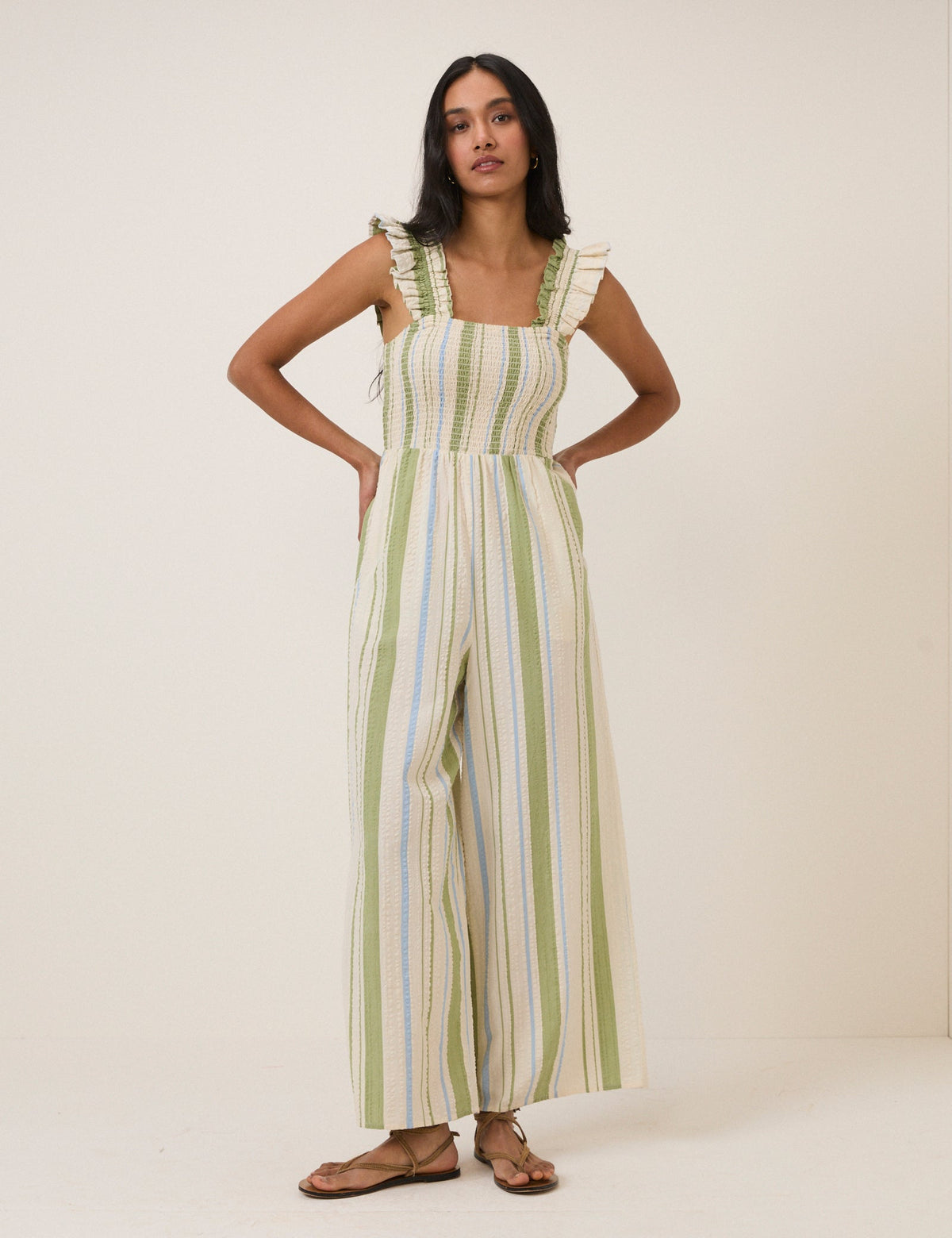 Green & Blue Striped Maya Jumpsuit