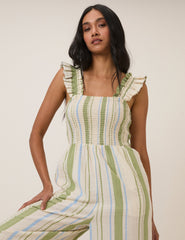 Green & Blue Striped Maya Jumpsuit