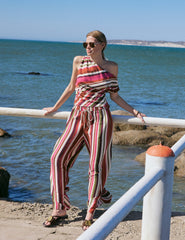 Multi-Coloured Striped Top & Trousers Set
