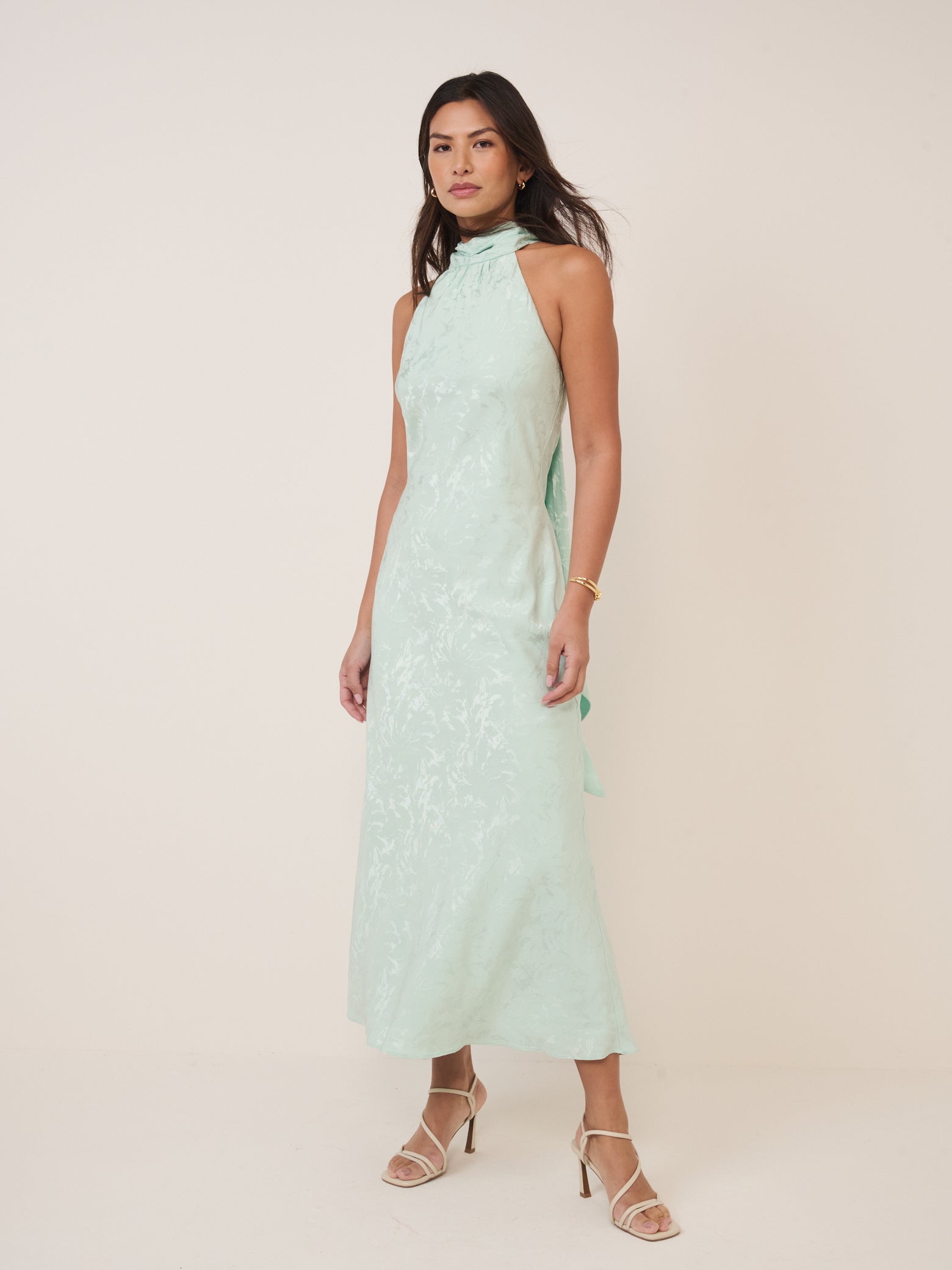 Mint Green Floral Jacquard Fifi Maxi Dress