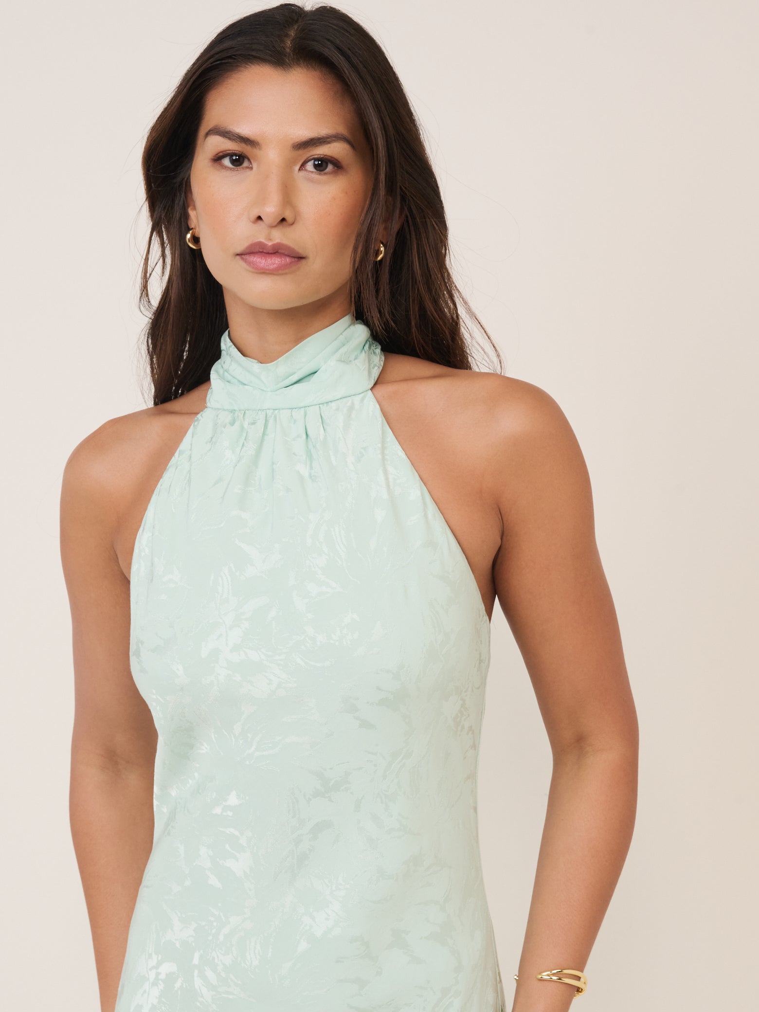 Mint Green Floral Jacquard Fifi Maxi Dress