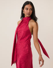 Pink Floral Jacquard Fifi Maxi Dress