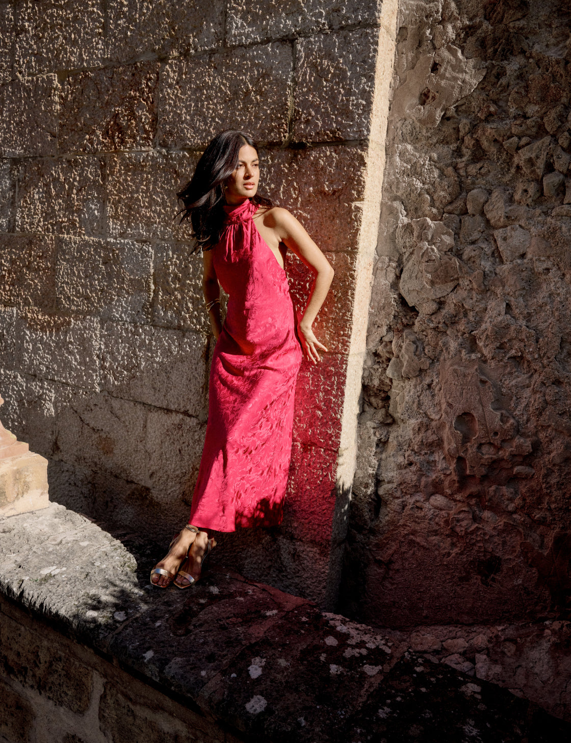 Pink Floral Jacquard Fifi Maxi Dress