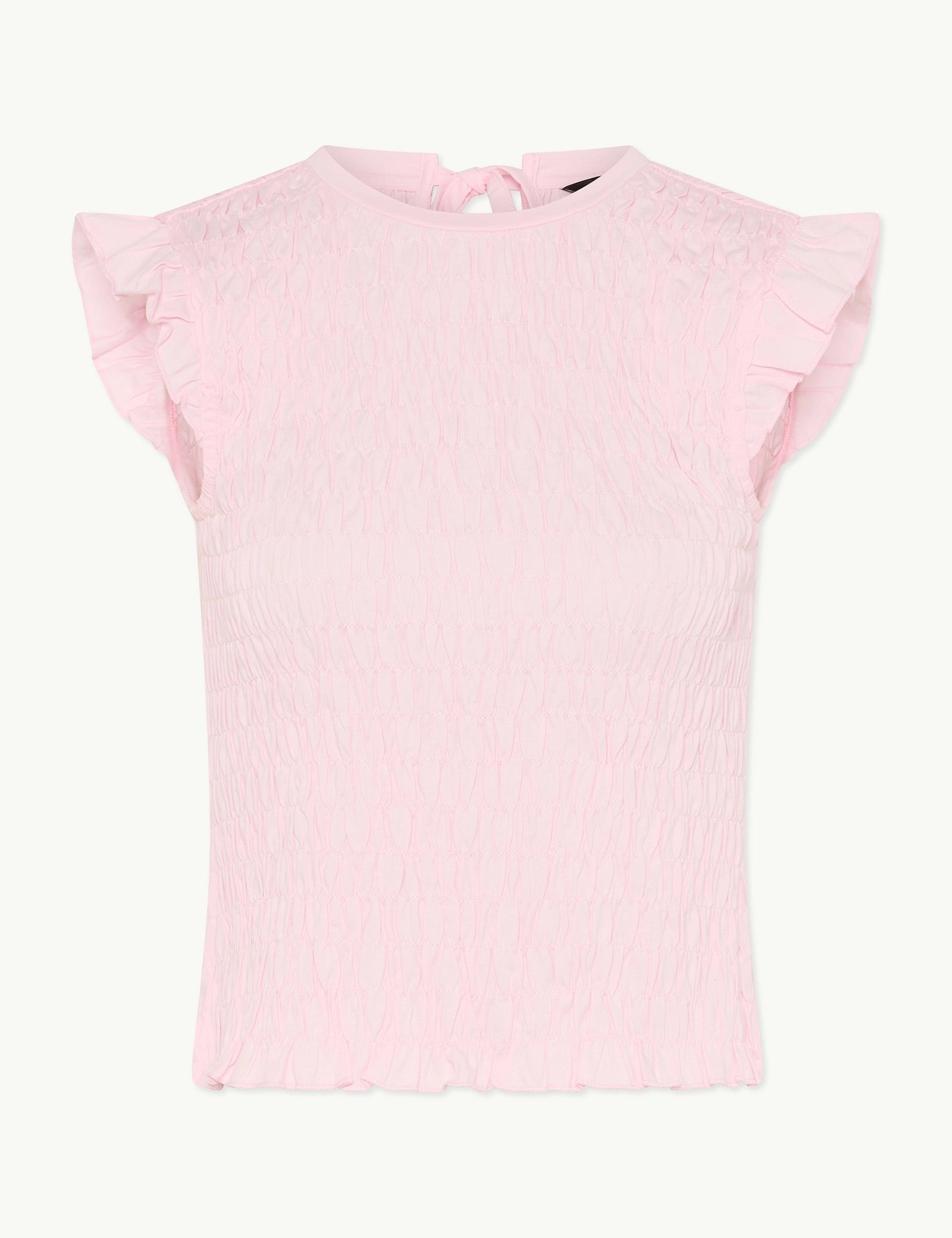 Pink Shirred Tie Back Top