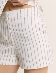 White Striped Tailored Shorts