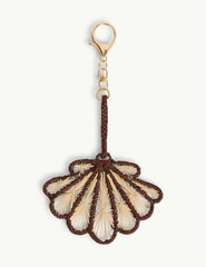 Brown and Natural Raffia Shell Bag Charm