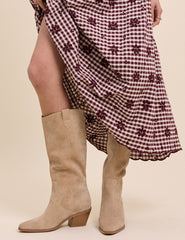 Light Brown Suede Western Boots
