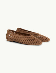 Brown Suede Cut Out Ballet Flats