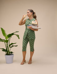 Green Polka Dot Waistcoat & Capri Trousers Set