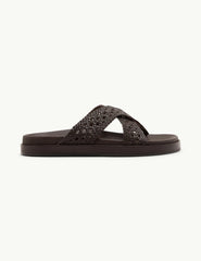 Brown Woven Leather Sandals