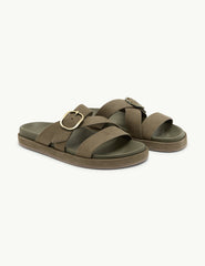 Khaki Suede Sandals