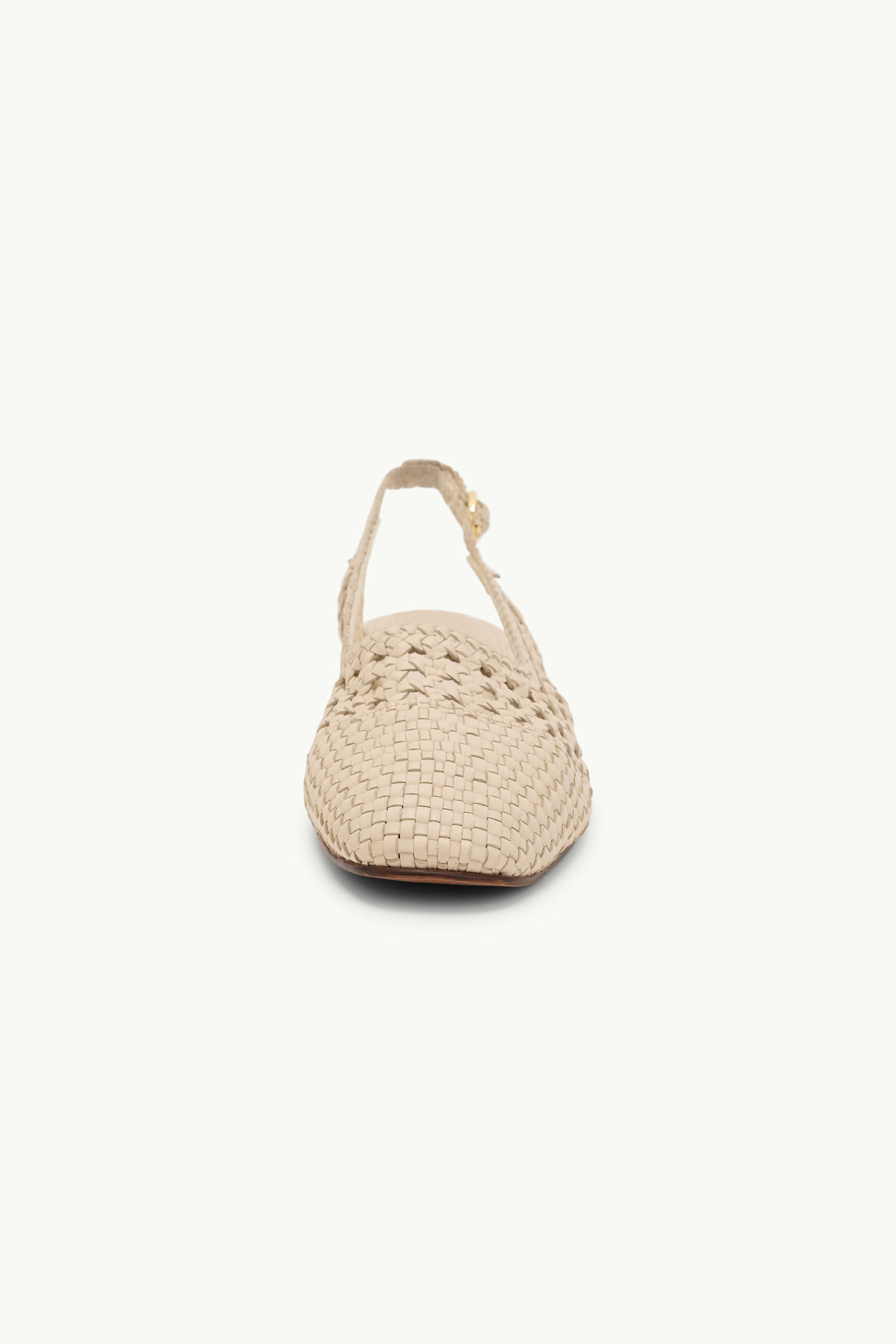 Ivory Woven Leather Slingback Flats