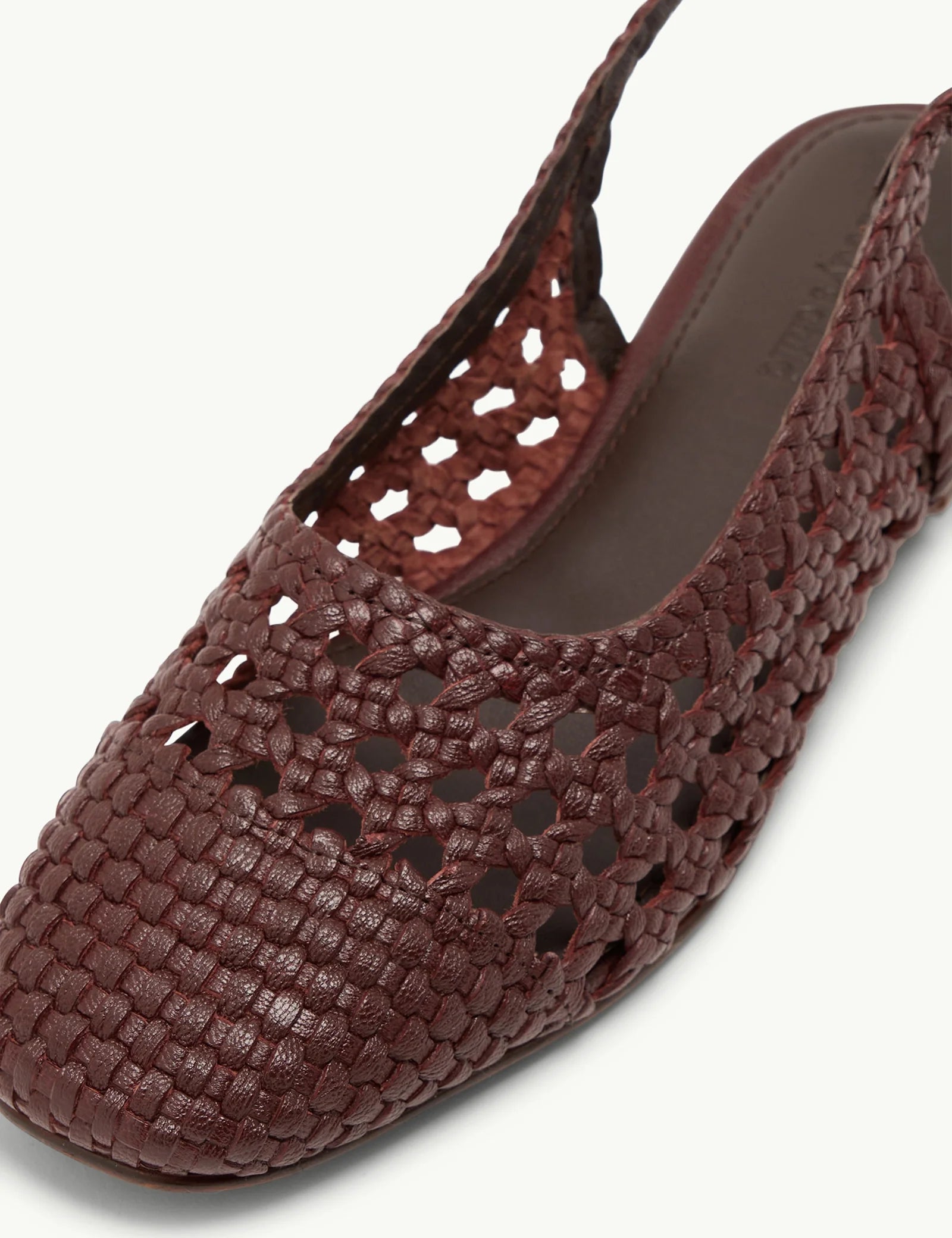 Brown Woven Leather Slingback Flats