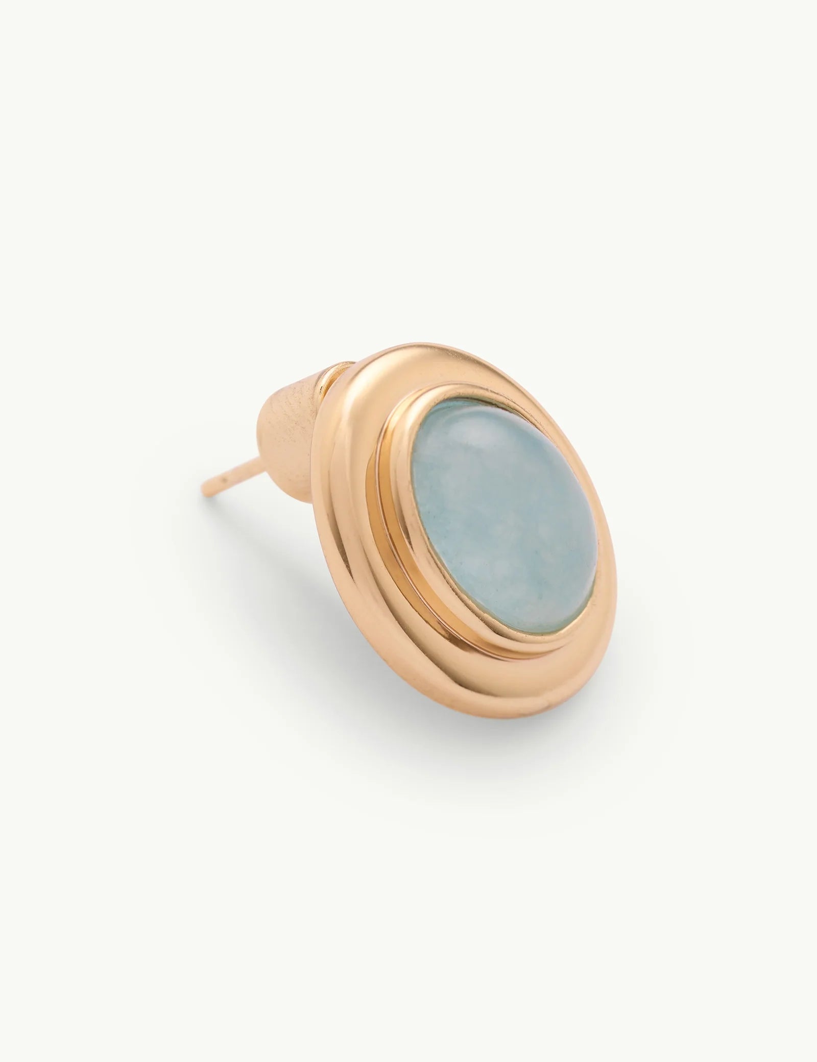 Gold Oval Blue Stone Earrings