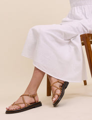 Brown Suede Strappy Sandals