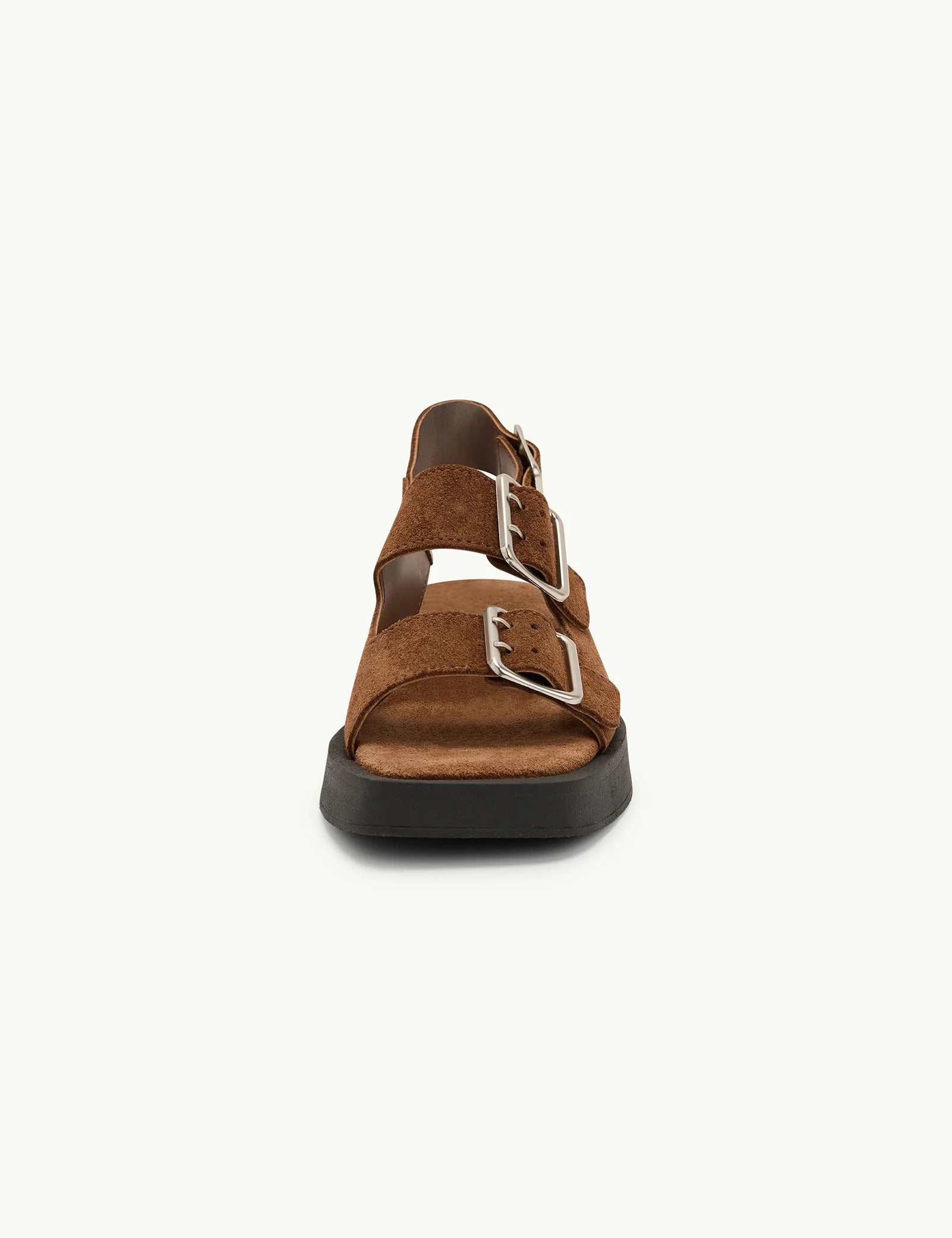 Brown Suede Double Strap Sandals