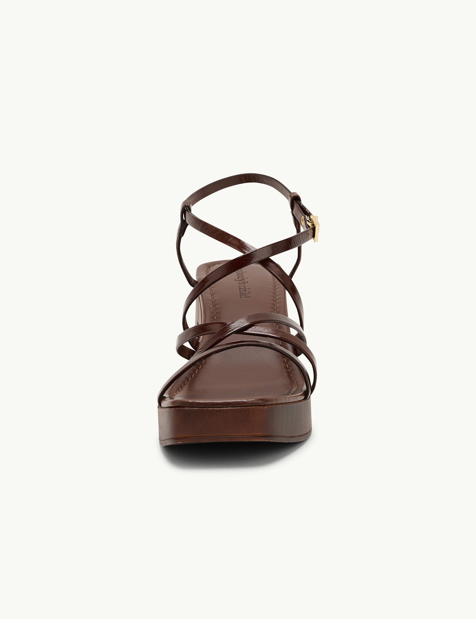Dark Brown Leather Block Heel Sandels
