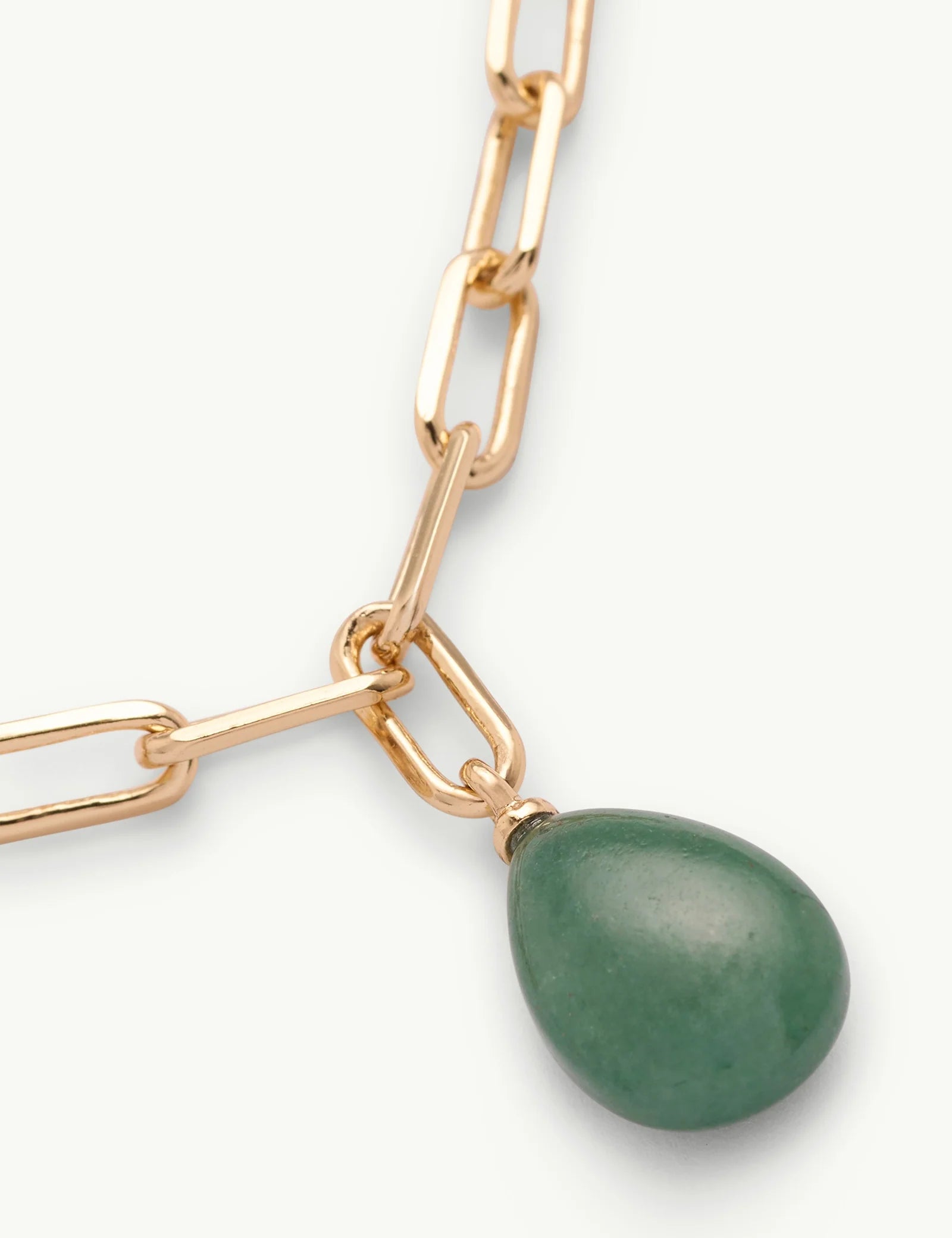 Gold Plated Green Teardrop Necklace