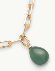 Gold Plated Green Teardrop Necklace