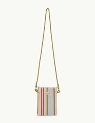 Cream Striped Phone Pouch