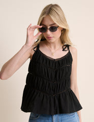 Black Tiered Jersey Cami Top