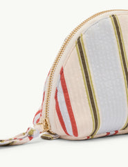 Striped Crescent Small Makeup Bag