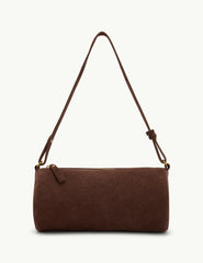 Chocolate Brown Suede Barrel Bag