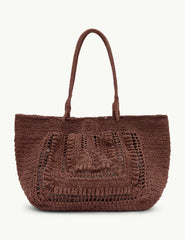 Brown Raffia Tote Bag