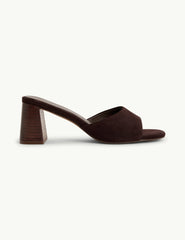 Dark Brown Block Heel Mules