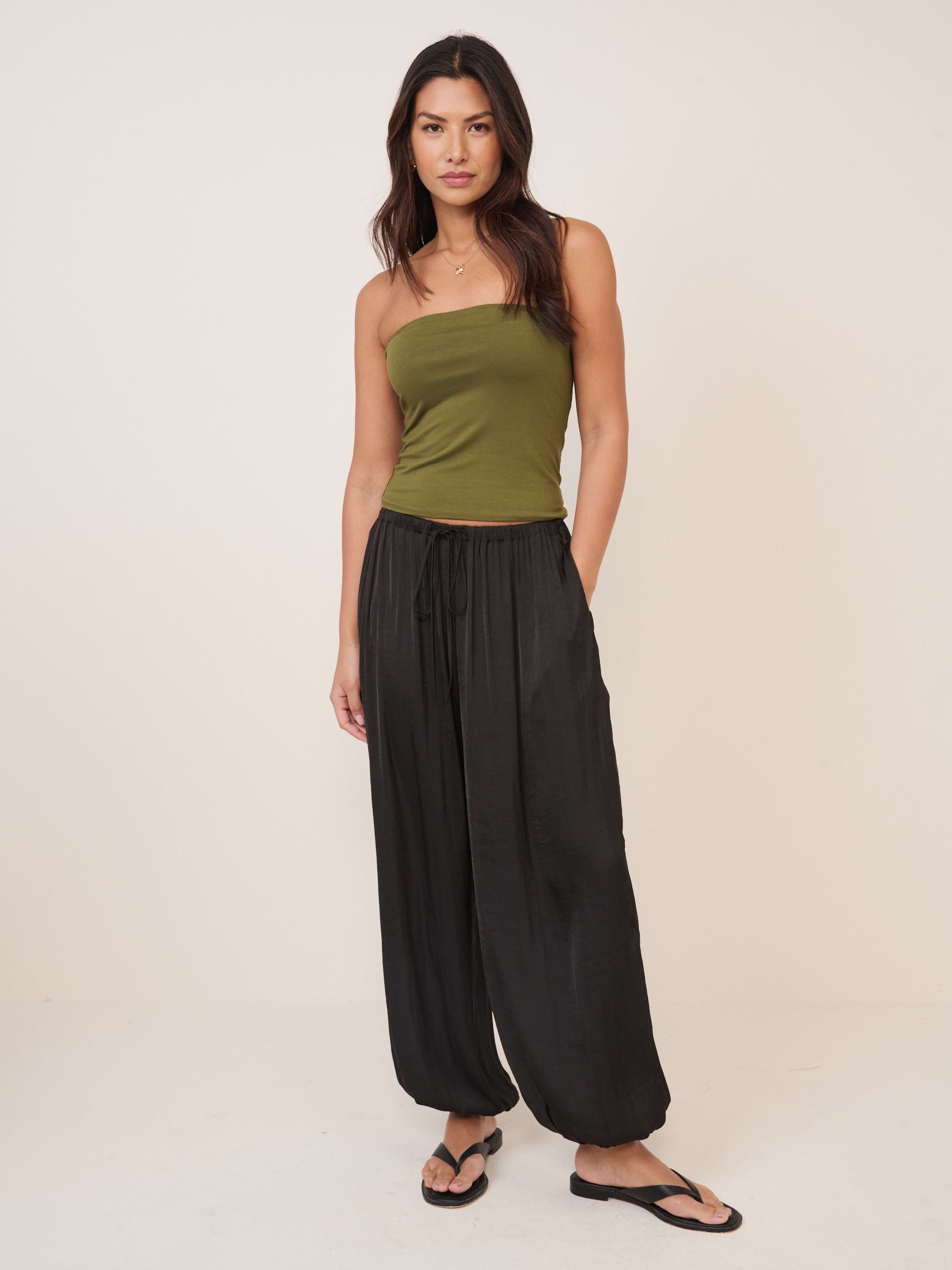 Khaki Green Bandeau Top