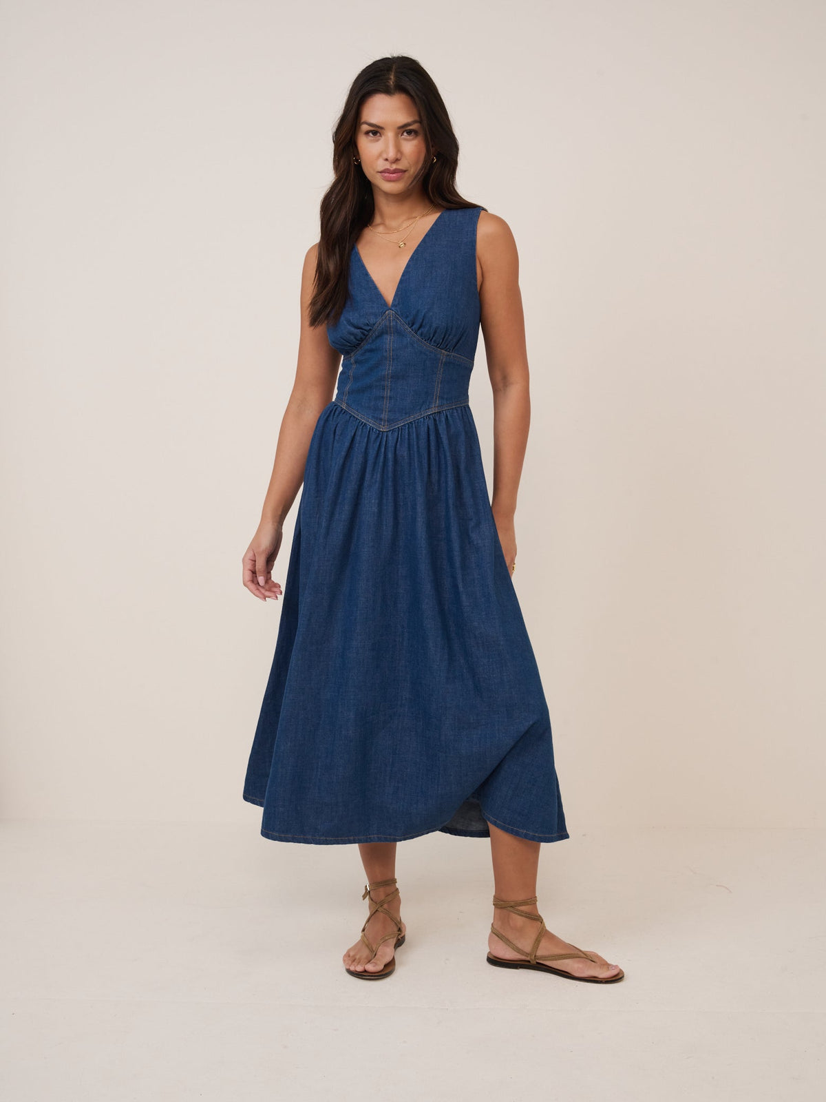 Mid-Wash Jackson Denim Midi Dress