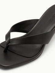 Black Leather Flip Flop Heels