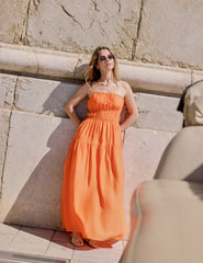 Orange Tiered Bandeau Tabitha Maxi Dress