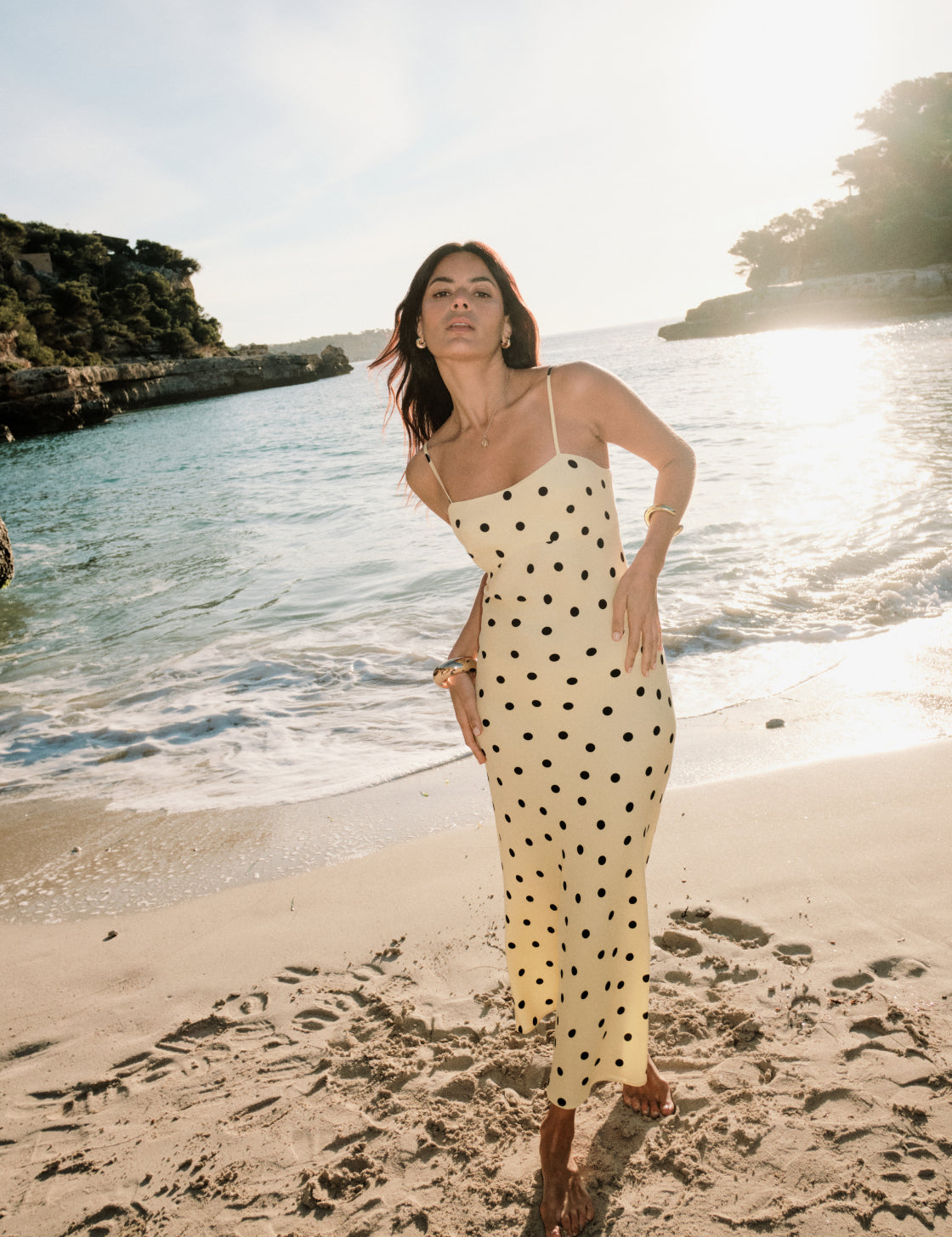 Yellow and Black Polka Dot Debbie Maxi Dress