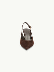 Brown Suede Sling Heel