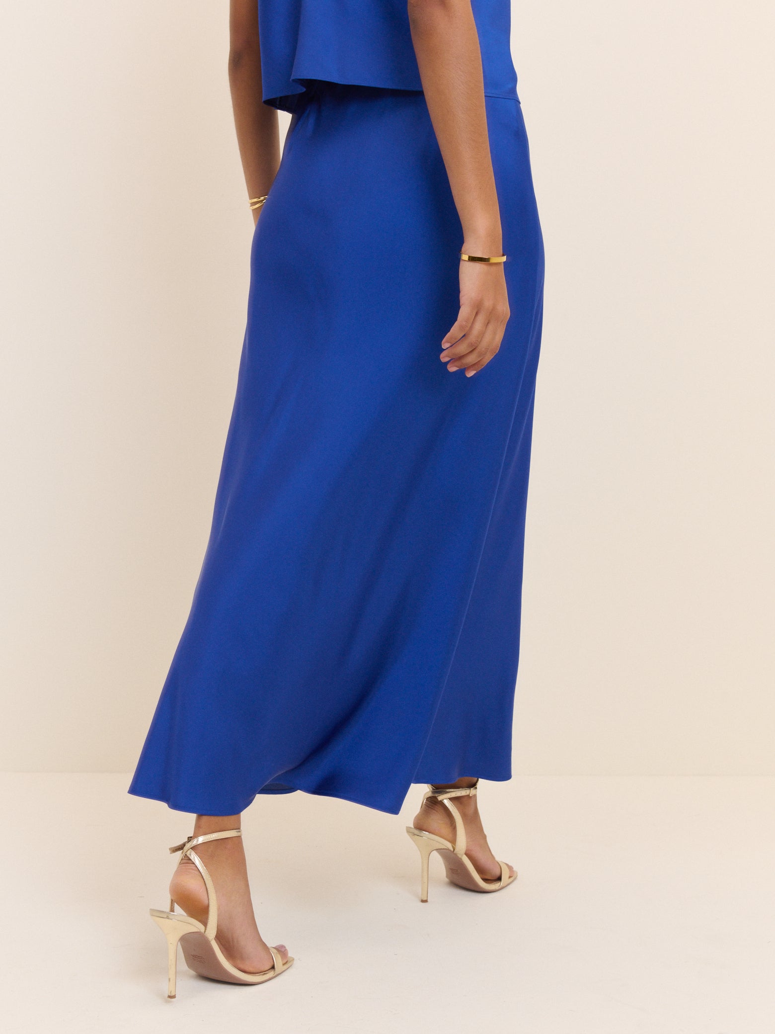 Electric Blue Satin Slip Maxi Skirt