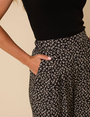 Black Floral Cropped Zeena Trousers
