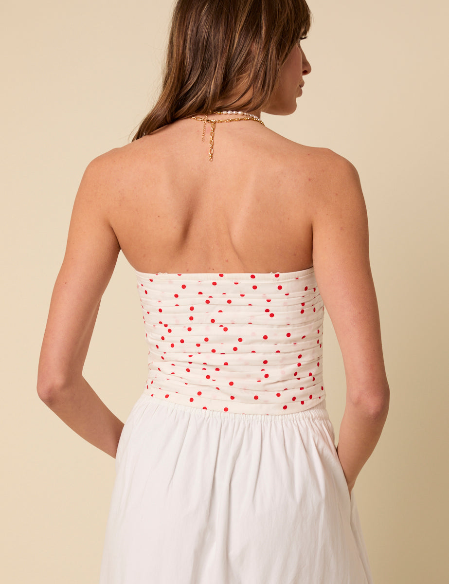 White Bandeau Polka Dot Felicity Top