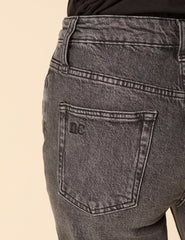 Washed Black Mid Rise Camden Tapered Jeans