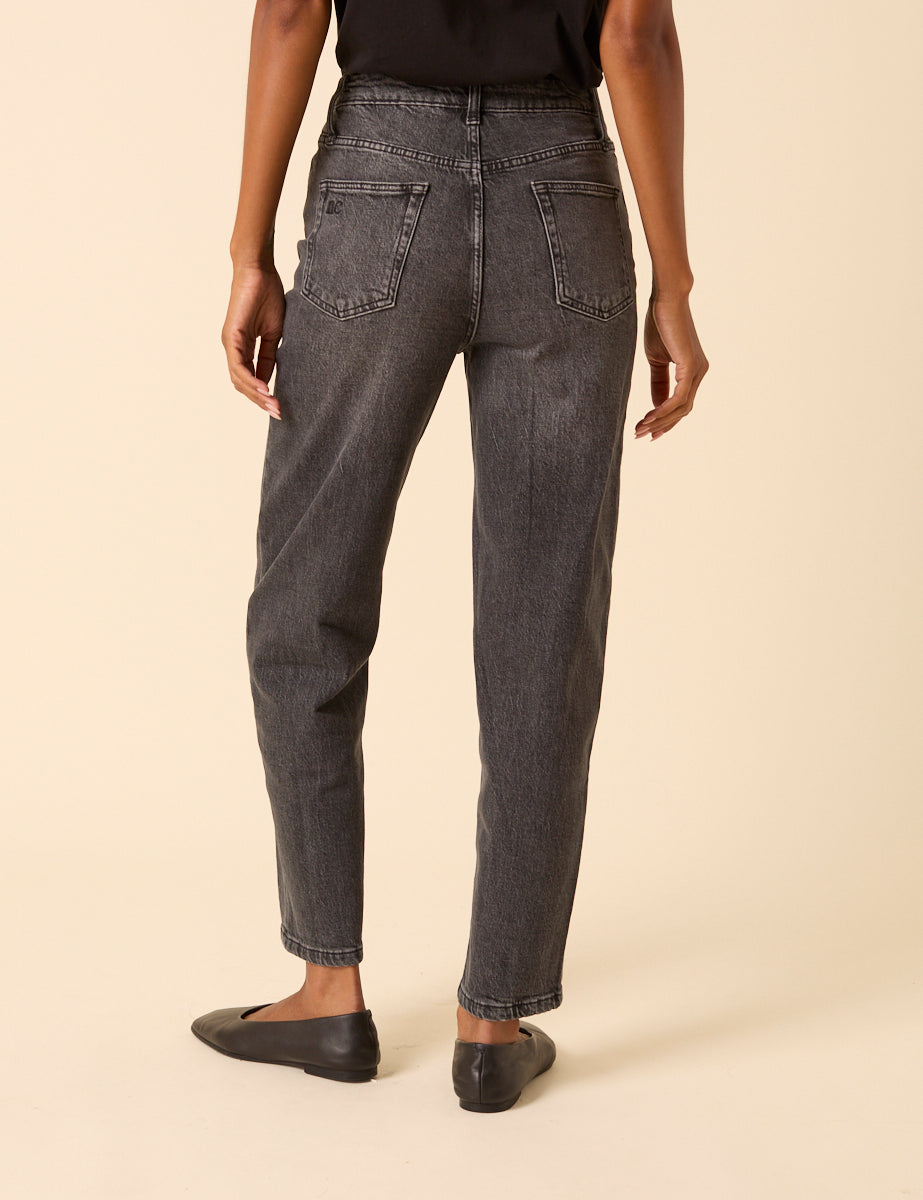 Washed Black Mid Rise Camden Tapered Jeans