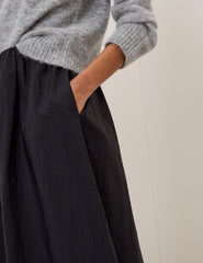 Black A-line Midi Skirt